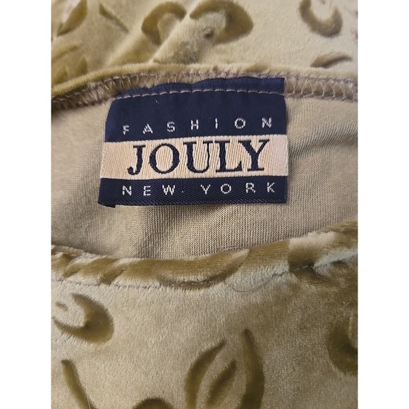 VTG Fashion Jouly New York Women's Embossed Velvet Tunic Top Size 2XL Gold Green - Picture 3 of 8